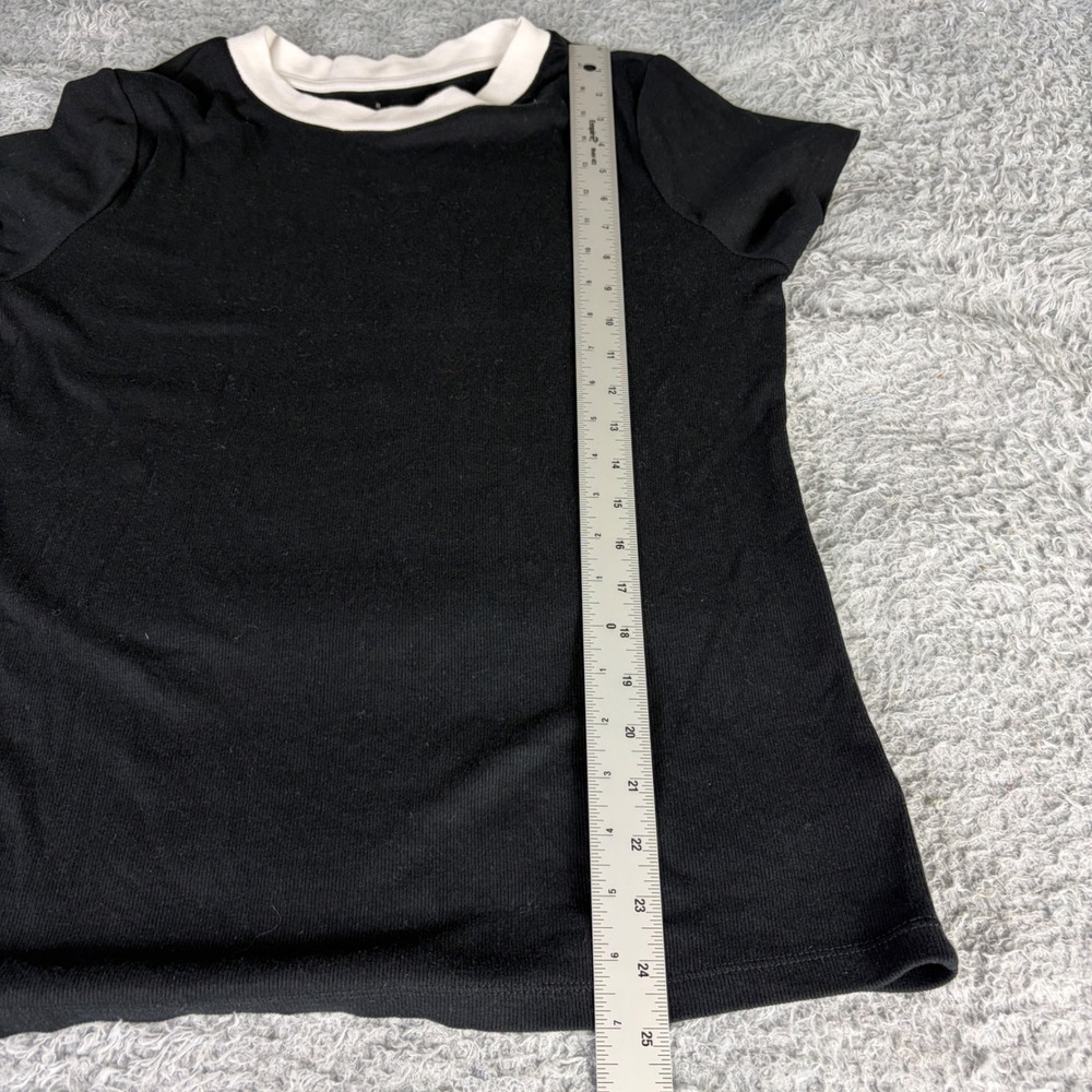 A New Day Womens Black Ringer Tee Ribbed Short Sleeve Crew Neck Top XX-Large - Picture 6 of 9